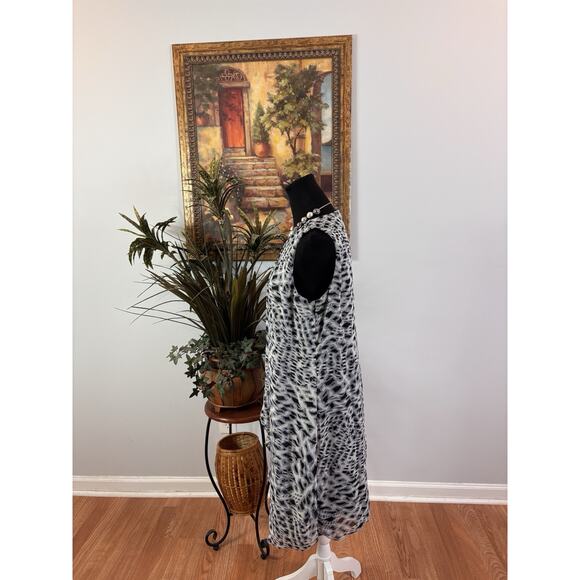 Adressing Woman Dress M Sleeveless Lined Zipper Back Overlay Shift Avant Garde - Picture 6 of 13